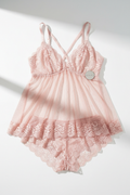 Blush pink lace babydoll lingerie set