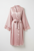 Blush pink satin kimono robe